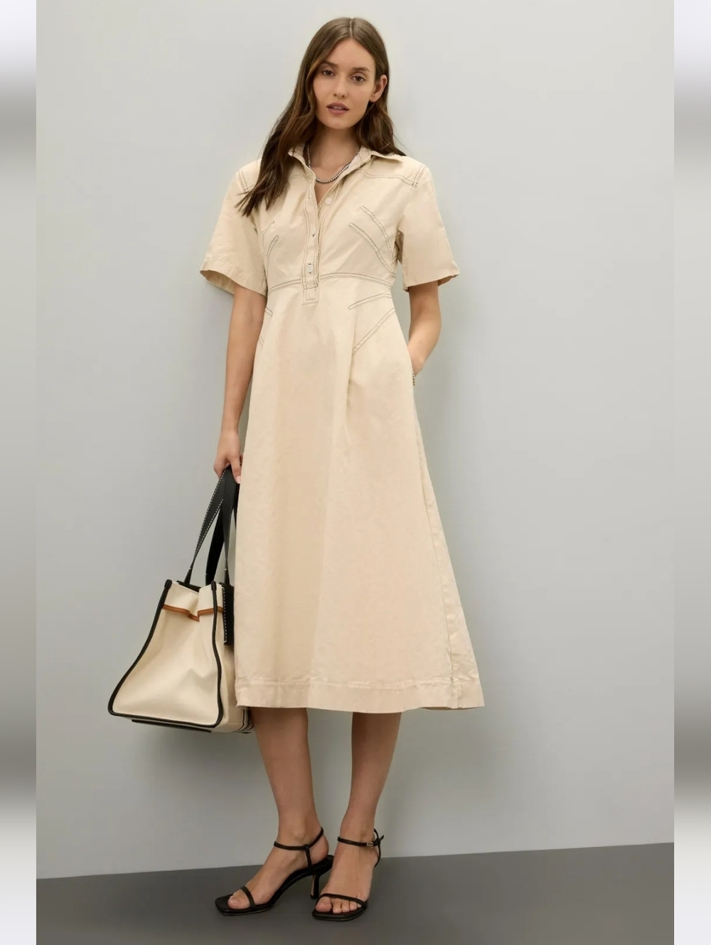Rosetta Getty Bone Shirt Dress 100% COTTON  Size 8 MSRP $360